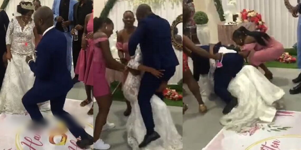 Moment Couple Suffered Embarrassing Fall While Dancing At Their Wedding ...