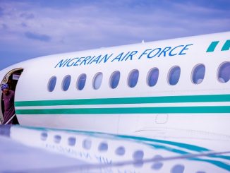 Tinubu alights a nigeria air force plane