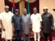From left Ayodele Fayose Nyesom WIke President Bola Tinubu Samuel Ortom and Ikpeazu