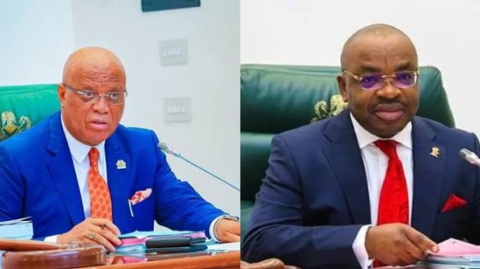 Merged photos of umo eno and udom emmanuel used to illustrate the story